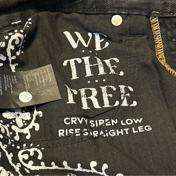 Free People We The Free CRVY Siren Low Rise Straight Jeans Black Size 25 - Picture 9 of 13